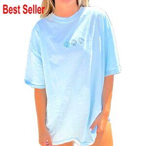 Oversized Y2K Graphic Tee Short Sleeve Crew Neck Loose Fit Summer Beach